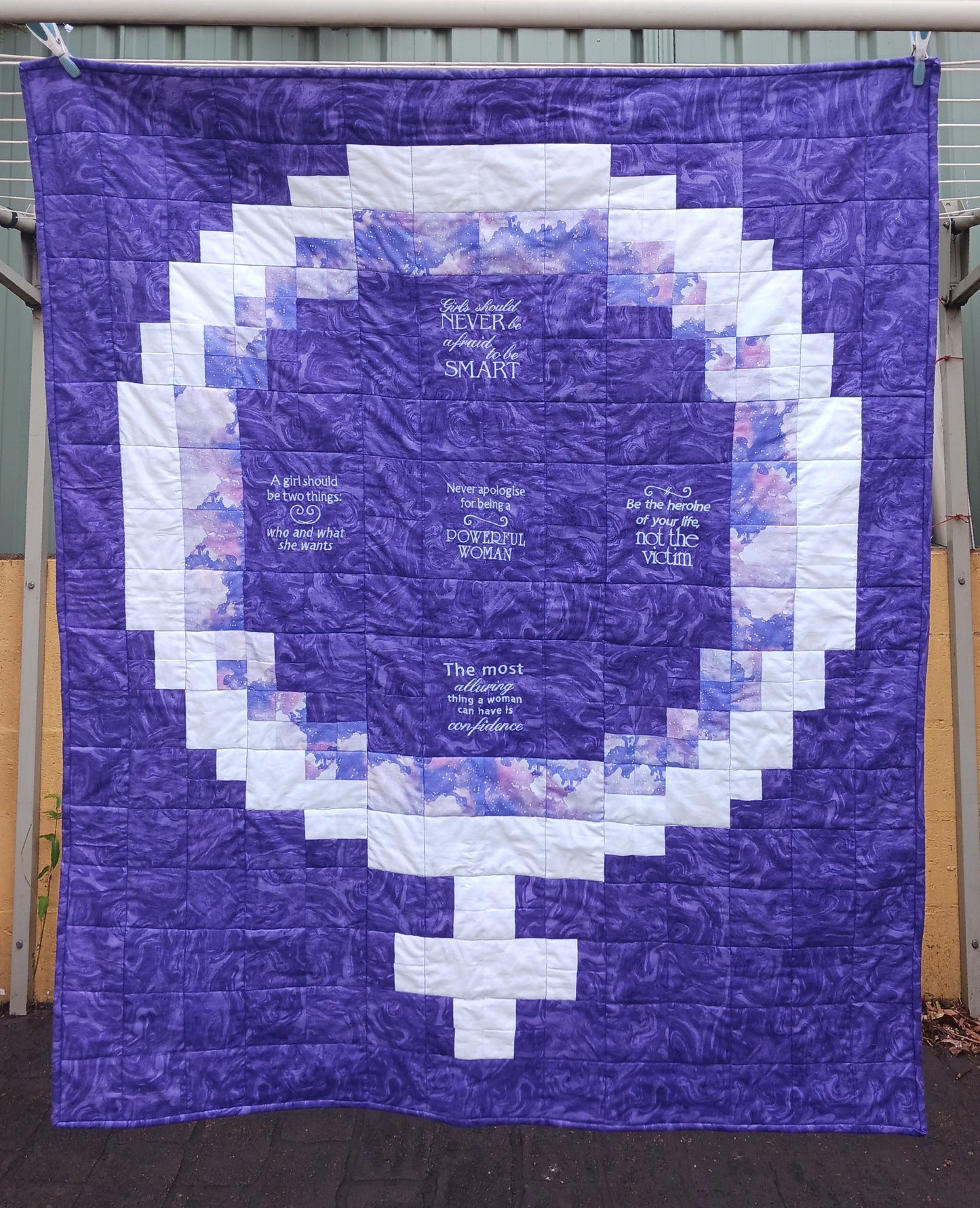 Large embroidered quilt